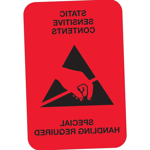 2x3 Fluorescent Red Static Sensitive Contents Labels Semi-Gloss 500/Roll DL1372 - alias listing