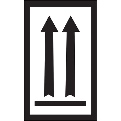 Direct attention to package orientation with professional 3" x 5" black arrow labels printed on durable semi-gloss coated paper. Each roll contains 500 labels, ready to apply‚no special equipment needed. Meets international shipping and handling visibility requirements for logistics operations.
