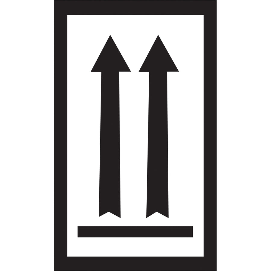 Direct attention to package orientation with professional 3" x 5" black arrow labels printed on durable semi-gloss coated paper. Each roll contains 500 labels, ready to apply–no special equipment needed. Meets international shipping and handling visibility requirements for logistics operations.