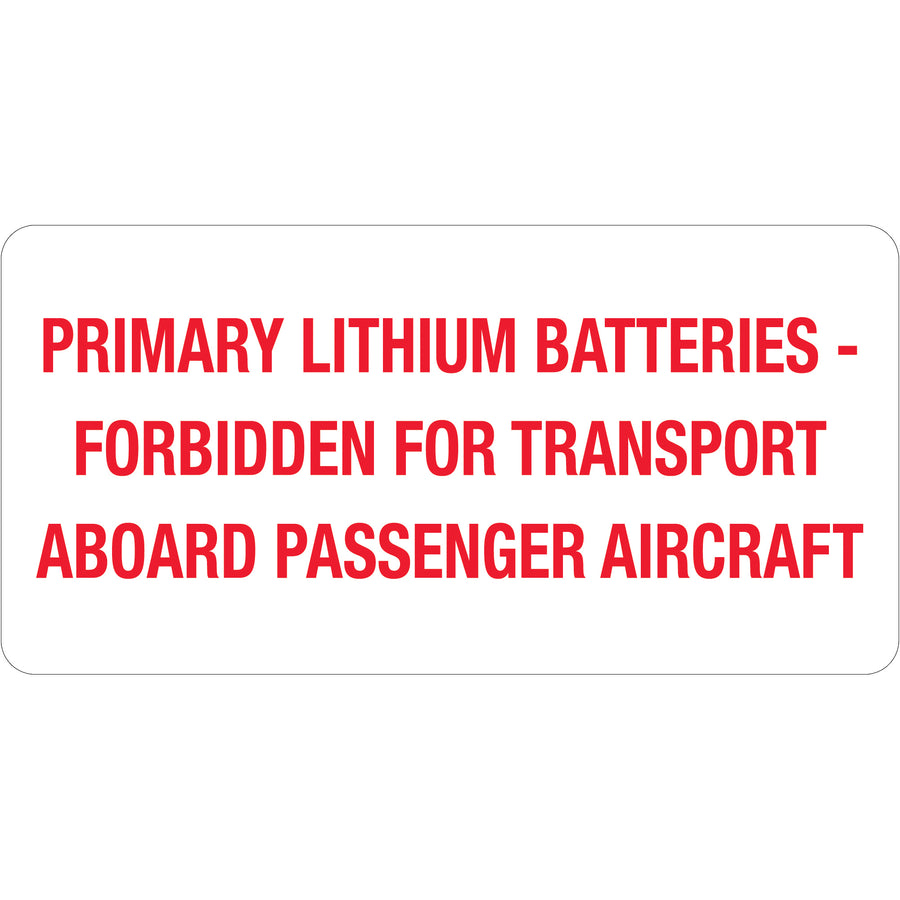 2x4" Primary Lithium Batteries DOT Labels - Semi-Gloss Paper, Roll of 500