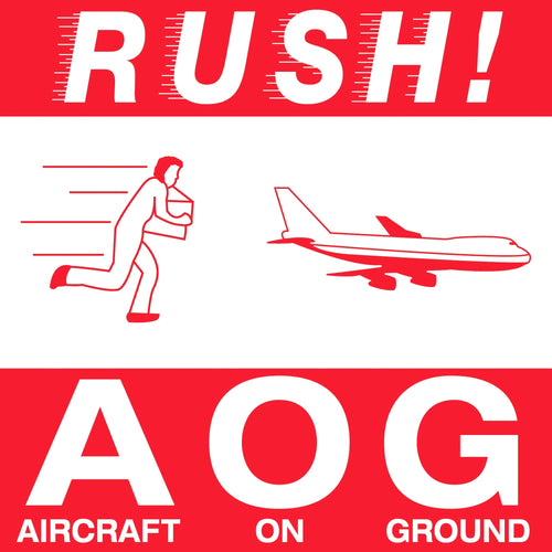 4x4 Rush AOG Aircraft On Ground Labels Semi-Gloss Paper 500/Roll DL1376 - alias listing