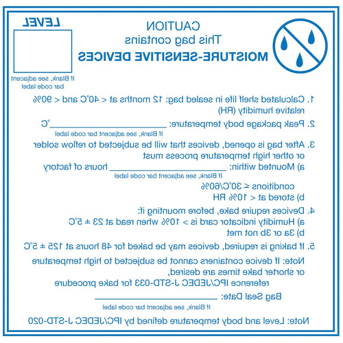 4x4 Moisture Sensitive Devices Warning Labels Semi-Gloss 500/Roll DL1381 - alias listing