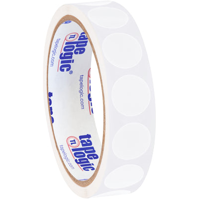 Durable 3/4" white removable adhesive circles designed for quick inventory coding and item identification. Paper material leaves zero residue when removed, adheres reliably to multiple surfaces, and accepts pen/marker marking without smudging. 500 labels per roll.