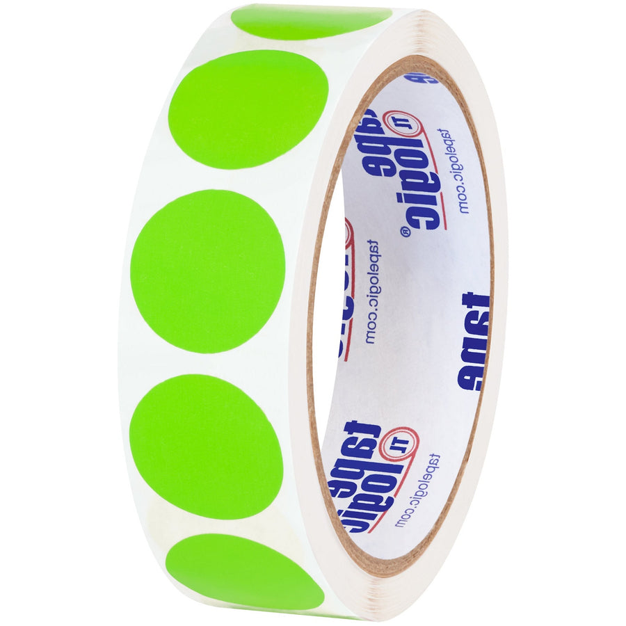 1 in Fluorescent Green Removable Circle Labels 500/Roll DL1389FG - alias listing
