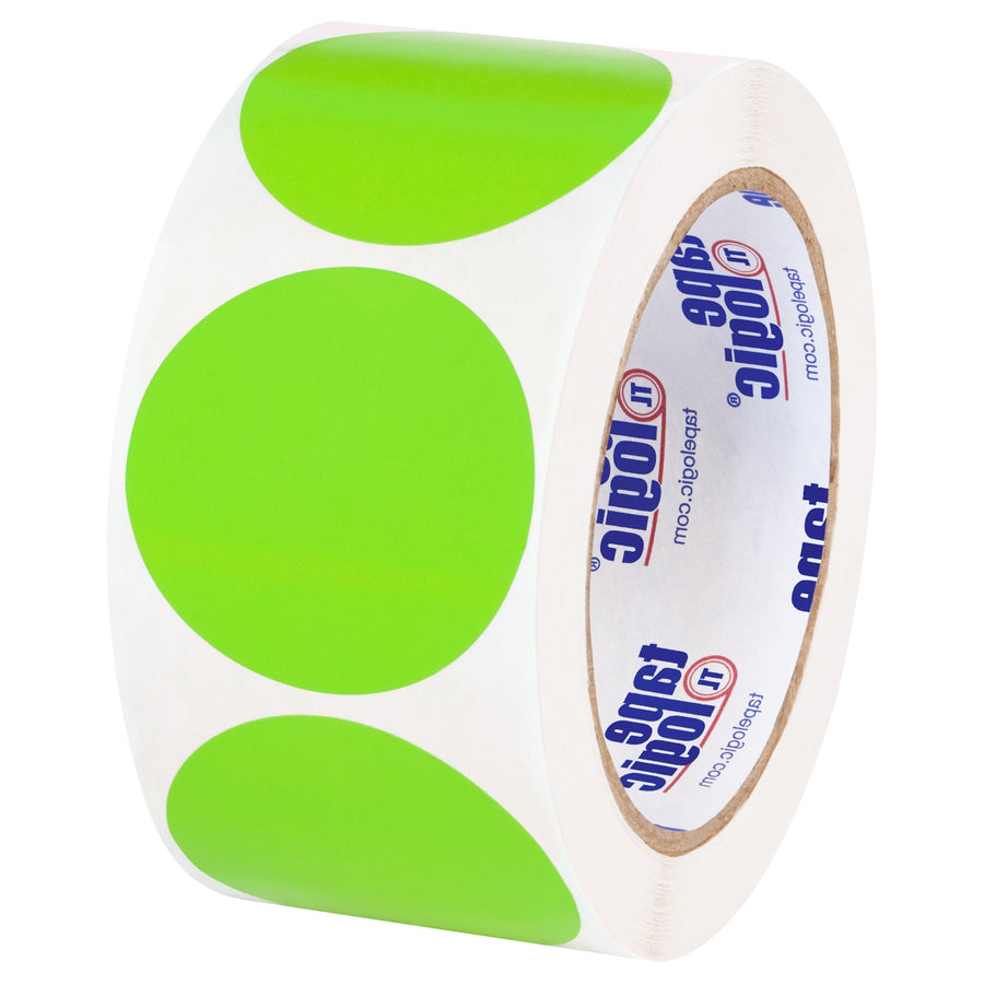2 in Fluorescent Green Removable Circle Labels 500/Roll DL1390FG - alias listing