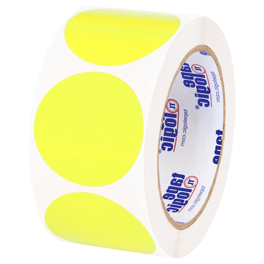 2 in Fluorescent Yellow Removable Circle Labels Paper 500/Roll DL1390FY - alias listing