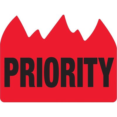 High-visibility Priority bill of lading labels in 1.5" x 2" size with bold red/black design on durable semi-gloss coated paper. Each roll contains 500 labels to keep your shipping operations compliant and organized. Compatible with tabletop and wall-mount dispensers for warehouse and office efficiency.