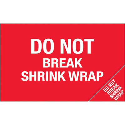High-visibility 5x8 Do Not Break shrink wrap labels printed on durable semi-gloss coated paper. Bold red and white design ensures shipping instructions are clearly visible throughout transit. Sold in rolls of 500‚ideal for shipping coordinators managing fragile freight and bill of lading compliance.