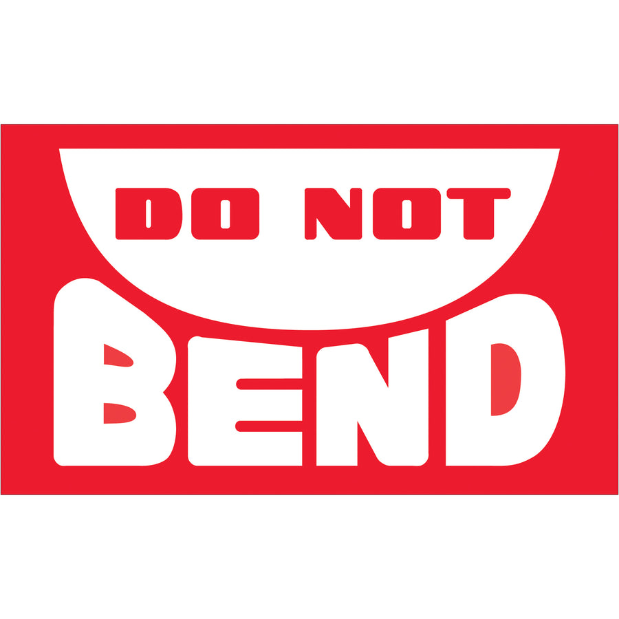 Protect shipments with internationally recognized 3" x 5" Do Not Bend labels printed on durable semi-gloss coated paper. Each roll contains 500 labels with bold red/white design for maximum visibility on cartons. Compatible with popular tabletop and wall-mounted dispensers for efficient warehouse operations.