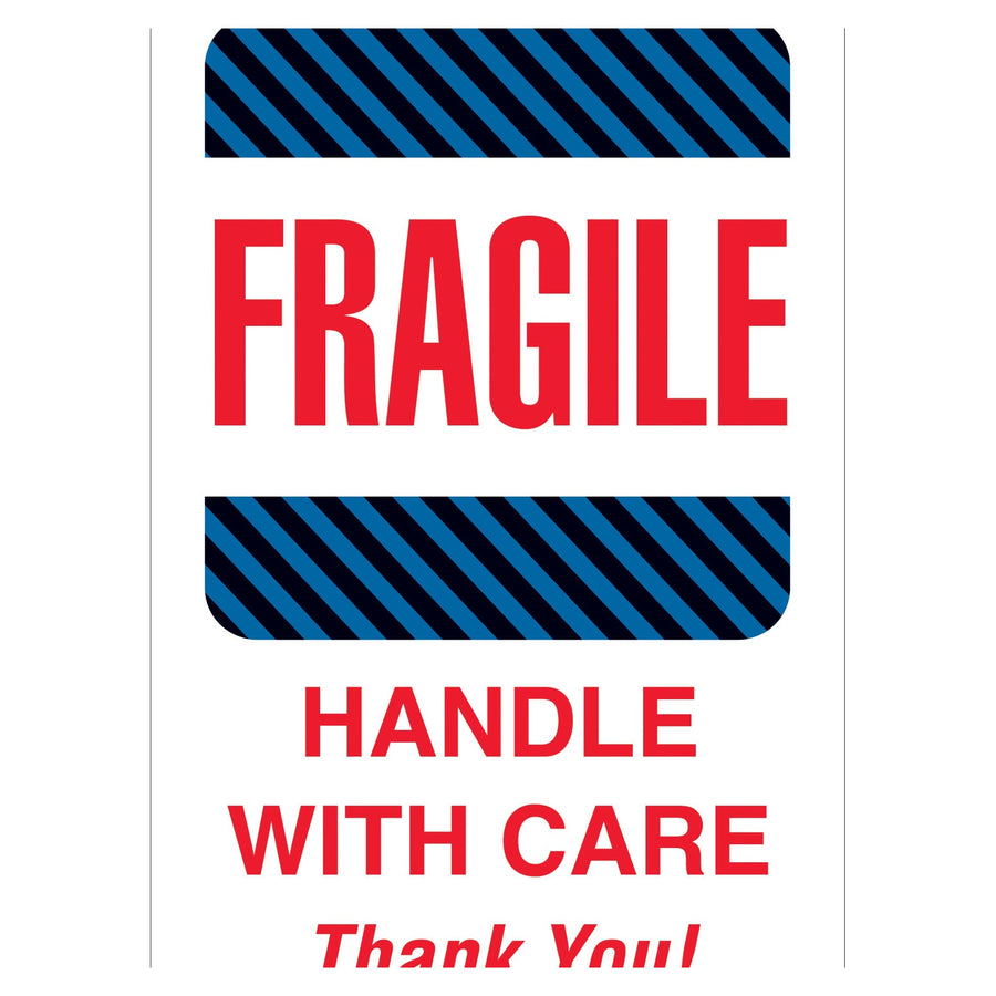 4x6 Fragile Handle With Care Labels Semi-Gloss Paper 500/Roll DL1560 - alias listing