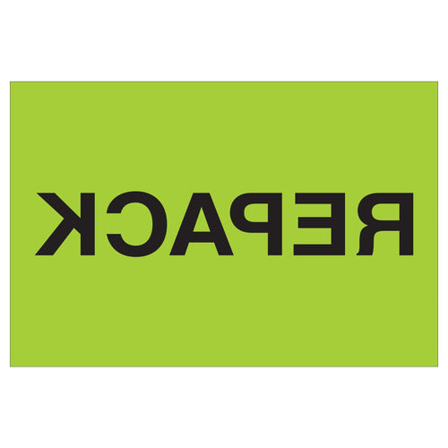 2x3 Fluorescent Green Repack Labels High Gloss Paper 500/Roll DL1613