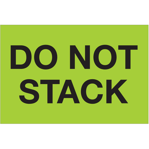 Bright fluorescent green Do Not Stack labels in 2