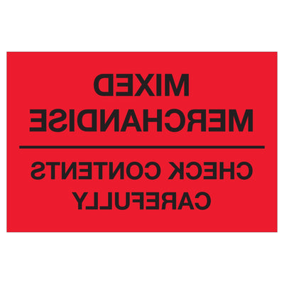 2x3 Fluorescent Red Mixed Merchandise Labels High Gloss Paper 500/Roll DL1621 - alias listing