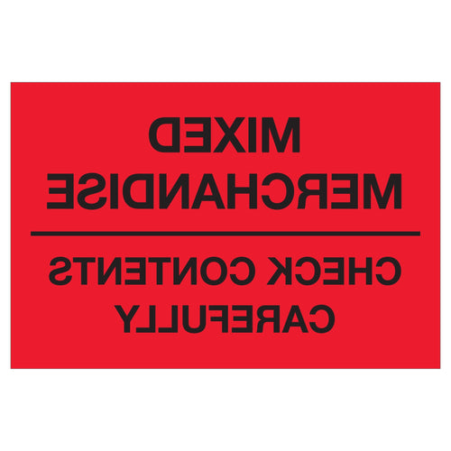 2x3 Fluorescent Red Mixed Merchandise Labels High Gloss Paper 500/Roll DL1621 - alias listing