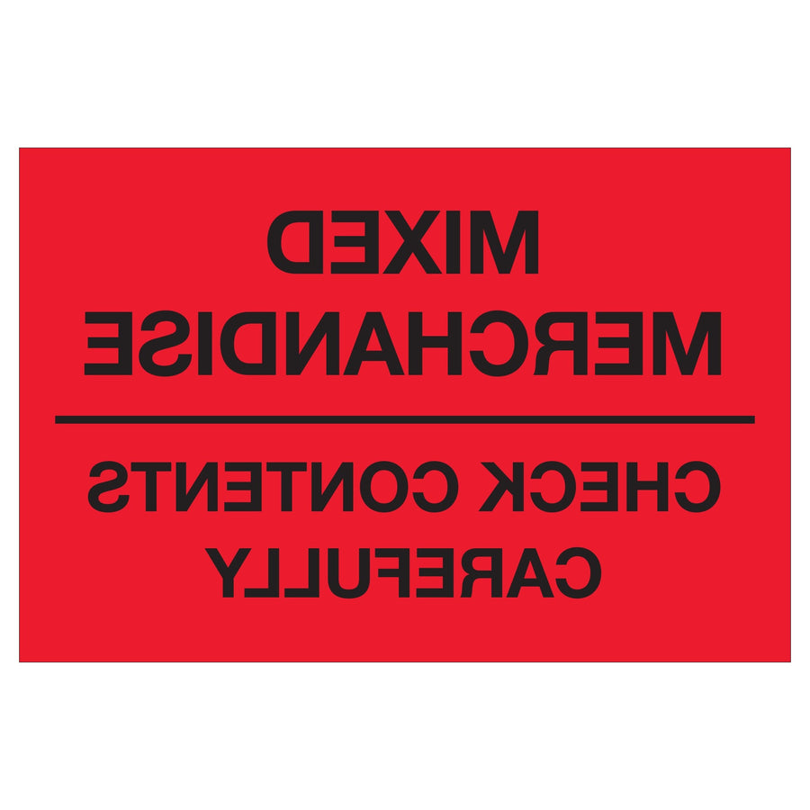 2x3 Fluorescent Red Mixed Merchandise Labels High Gloss Paper 500/Roll DL1621 - alias listing