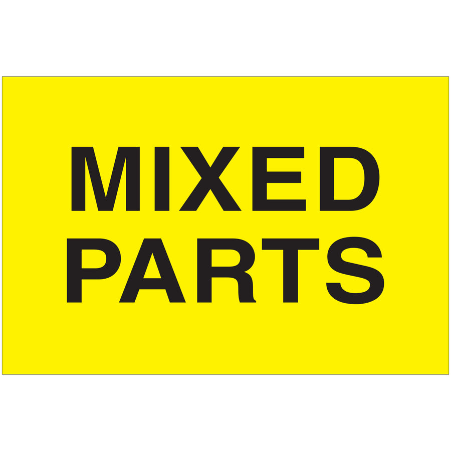 High-visibility 2" x 3" fluorescent yellow shipping labels recognized internationally for mixed parts handling. Printed on durable high gloss paper with 500 labels per roll. Compatible with leading tabletop and wall-mount dispensers for seamless warehouse integration.