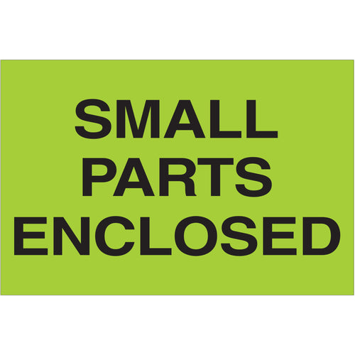 High-gloss fluorescent green labels meet international shipping standards for enclosed small parts. 2
