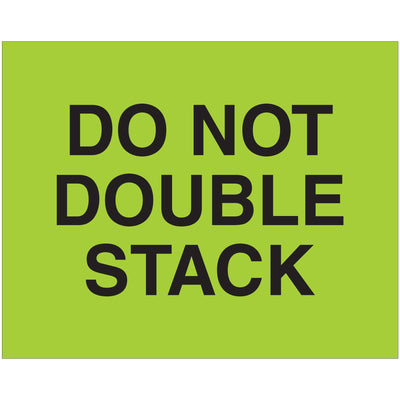 Bright fluorescent green 8x10" do not double stack labels printed on high-gloss paper for maximum visibility and durability. Recognized internationally for special handling compliance. Sold as rolls of 250‚the professional choice for shipping coordinators managing fragile freight.