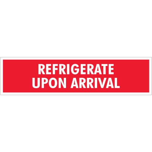 Ensure cold chain compliance with internationally recognized Refrigerate Upon Arrival labels. These 2