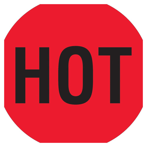 2 in Fluorescent Red Circle Hot Labels Semi-Gloss Paper 500/Roll DL1730 - alias listing