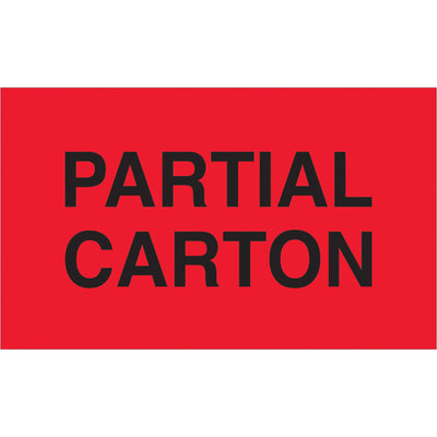 High-visibility 3x5" fluorescent red shipping labels designed for partial carton identification and special handling compliance. Semi-gloss coated paper delivers durability and international recognition across multiple countries. Roll of 500 labels with compatible dispensers available.