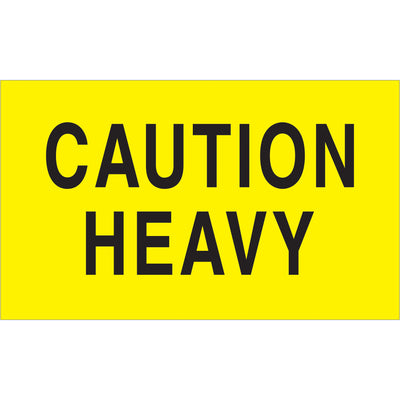High-visibility 3x5" Caution Heavy labels in fluorescent yellow with semi-gloss coating for superior durability and international compliance. Each roll contains 500 labels‚the trusted choice for shipping coordinators managing hazardous or fragile freight. Pair with Packrift's tabletop or wall-mount dispensers for workplace efficiency.