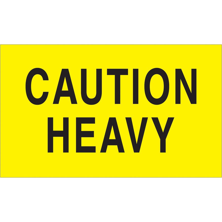 High-visibility 3x5" Caution Heavy labels in fluorescent yellow with semi-gloss coating for superior durability and international compliance. Each roll contains 500 labels–the trusted choice for shipping coordinators managing hazardous or fragile freight. Pair with Packrift's tabletop or wall-mount dispensers for workplace efficiency.
