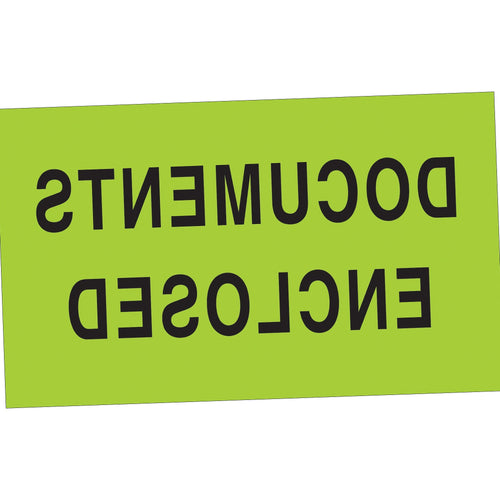 3x5 Fluorescent Green Documents Enclosed Labels Semi-Gloss 500/Roll DL2141 - alias listing