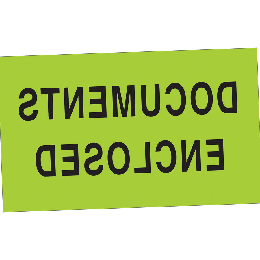 3x5 Fluorescent Green Documents Enclosed Labels Semi-Gloss 500/Roll DL2141 - alias listing