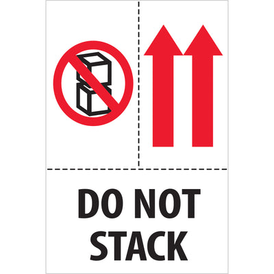 Protect shipments with internationally recognized Do Not Stack labels that comply with global safe-handling standards. These 4x6 semi-gloss coated paper labels come in rolls of 500 and feature bold red, white, and black printing for maximum visibility on any package. Compatible with all major tabletop and wall-mount dispensers for seamless warehouse integration.