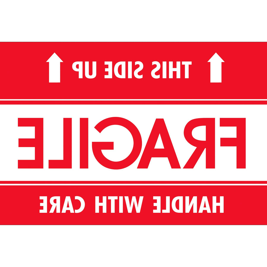 2x3 Red/White Fragile This Side Up Labels Semi-Gloss 500/Roll DL2156 - alias listing