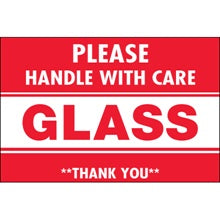 2x3 "Glass - Handle With Care" Labels