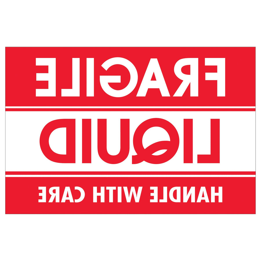 2x3 Red/White Fragile Liquid Handle With Care Labels Semi-Gloss 500/Roll DL2165 - alias listing