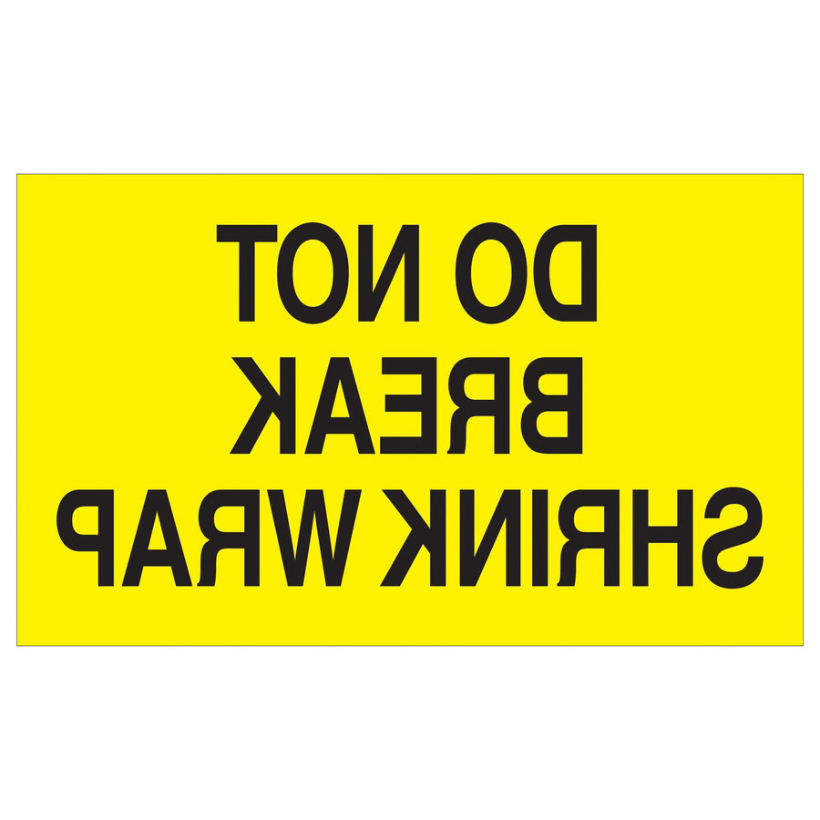 3x5 Fluorescent Yellow Do Not Break Shrink Wrap Labels 500/Roll DL2181 - alias listing