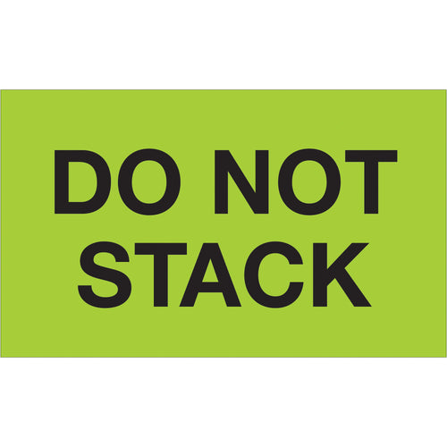 High-visibility fluorescent green Do Not Stack labels sized 3