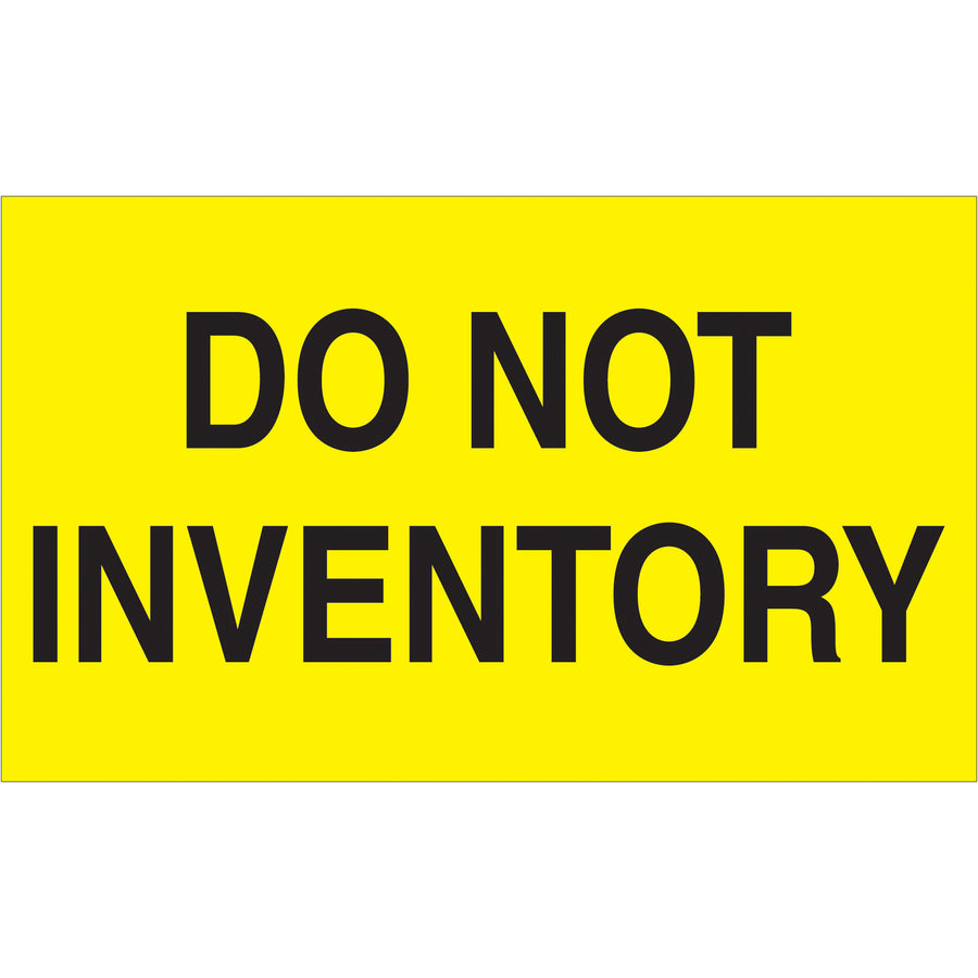 High-visibility 3x5" Do Not Inventory labels in fluorescent yellow semi-gloss paper ensure immediate warehouse recognition and prevent costly inventory errors. Sold as a roll of 500 labels with full international compliance recognition. Compatible with all standard tabletop and wall-mounted label dispensers for seamless workflow integration.