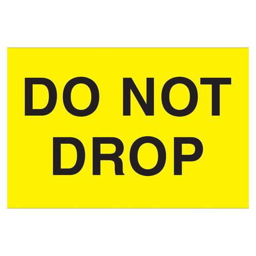 3x5 Fluorescent Yellow Do Not Drop Labels Semi-Gloss 500/Roll DL2341 - alias listing