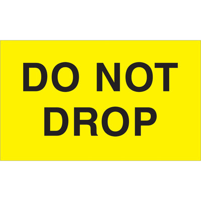 Internationally recognized 3x5" "Do Not Drop" labels in high-visibility fluorescent yellow on durable semi-gloss coated paper. Each roll contains 500 labels to keep your shipments properly flagged for fragile cargo handling. Compatible with all standard tabletop and wall-mount label dispensers.