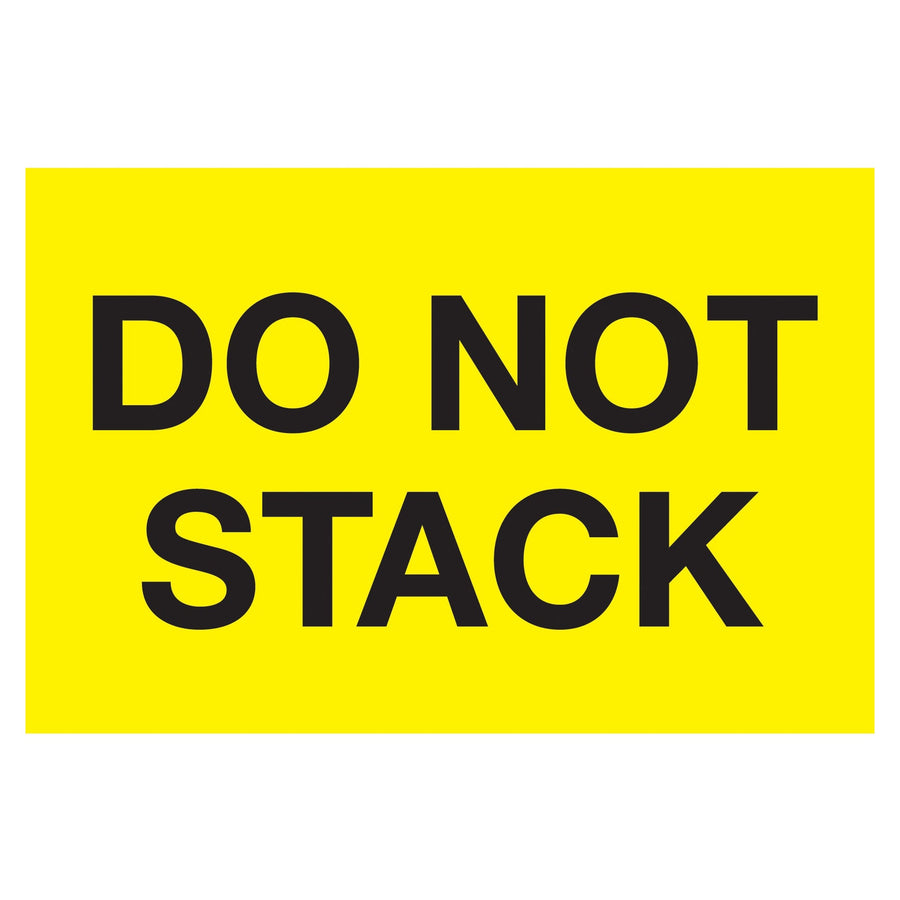 3x5 Fluorescent Yellow Do Not Stack Labels Semi-Gloss 500/Roll DL2346 - alias listing
