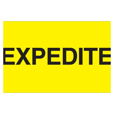 3x5 Fluorescent Yellow Expedite Labels Semi-Gloss 500/Roll DL2381 - alias listing