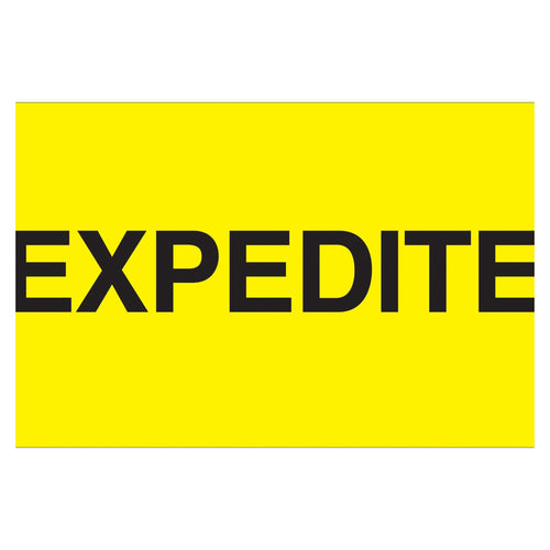 3x5 Fluorescent Yellow Expedite Labels Semi-Gloss 500/Roll DL2381 - alias listing