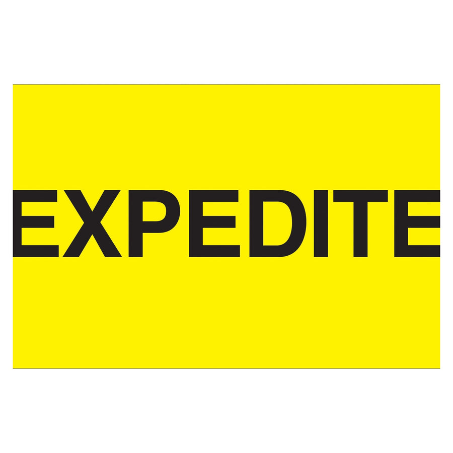 3x5 Fluorescent Yellow Expedite Labels Semi-Gloss 500/Roll DL2381 - alias listing