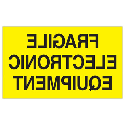 3x5 Fluorescent Yellow Fragile Electronic Equipment Labels 500/Roll DL2441 - alias listing