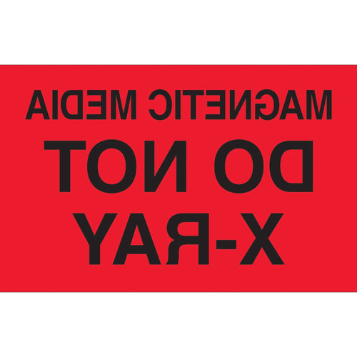 3x5 Fluorescent Red Magnetic Media Do Not X-Ray Labels 500/Roll DL2461 - alias listing