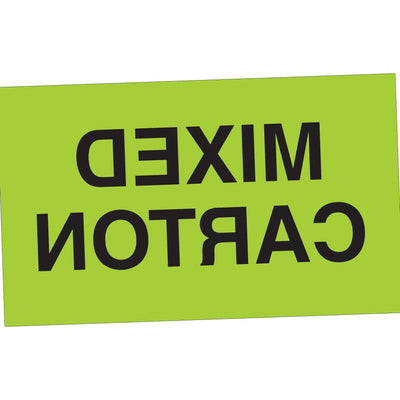 3x5 Fluorescent Green Mixed Carton Labels 500/Roll DL2501 - alias listing