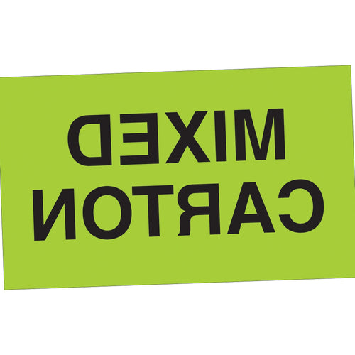 3x5 Fluorescent Green Mixed Carton Labels 500/Roll DL2501 - alias listing