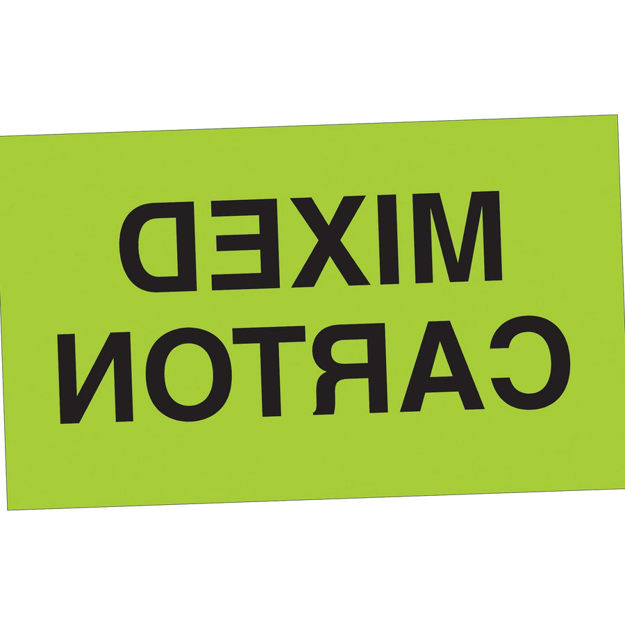 3x5 Fluorescent Green Mixed Carton Labels 500/Roll DL2501 - alias listing