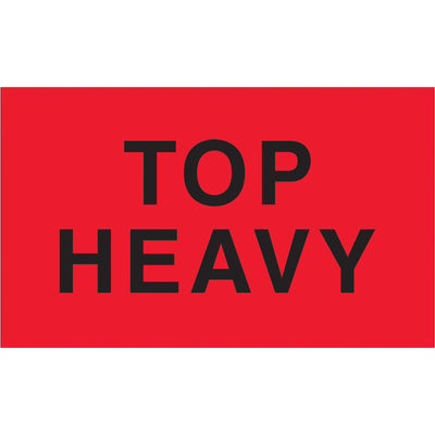 High-visibility fluorescent red 3x5" top heavy labels printed on durable semi-gloss coated paper. Roll of 500 labels ensures compliance with international shipping standards and regulations. Compatible with all major table-top and wall-mount dispensers for streamlined warehouse operations.