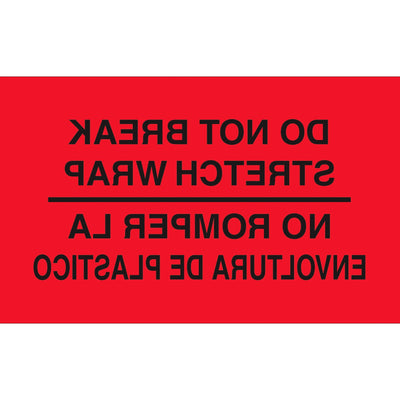 3x5 Fluorescent Red Bilingual No Romper Labels 500/Roll DL3031 - alias listing