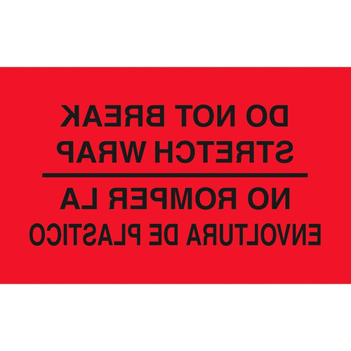 3x5 Fluorescent Red Bilingual No Romper Labels 500/Roll DL3031 - alias listing